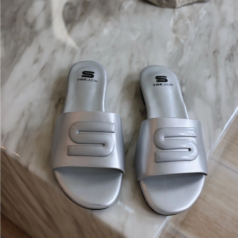 Silver Women's Slide Sandals